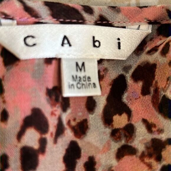 CABI Beguile Sheer V-Neck Tunic Top M Pink/Brown Style #108 EUC - Picture 6 of 6